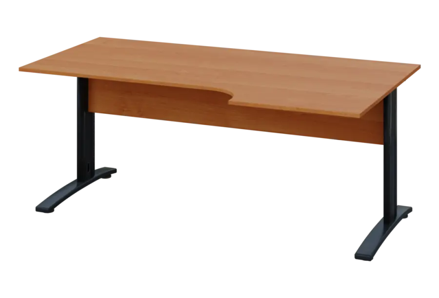 ERK 18 - 186 stůl kancelářský, rohový, pravý, kovová podnož černá, deska 18 mm, široký 1800 mm, olše jantar